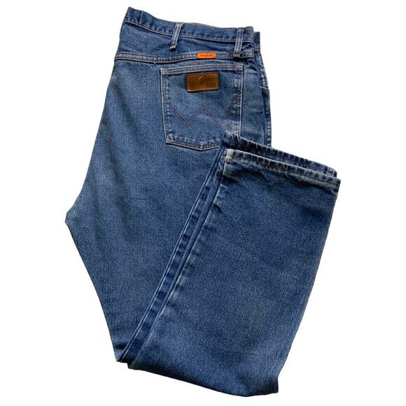 Wrangler Flame Resistant Denim Mens 44X32 Zip Fly Straight Stonewash Blue Jeans - Picture 7 of 12